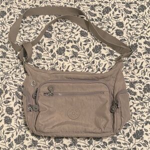 Kipling Taupe Nylon Multi-Pocket Crossbody